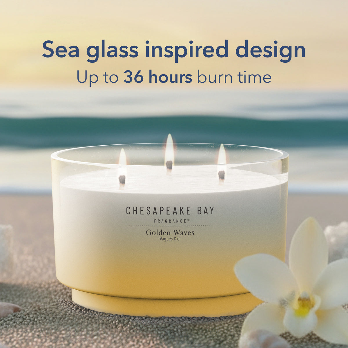 Golden Waves Chesapeake Bay 3 Wick Smooth Glass Tumbler