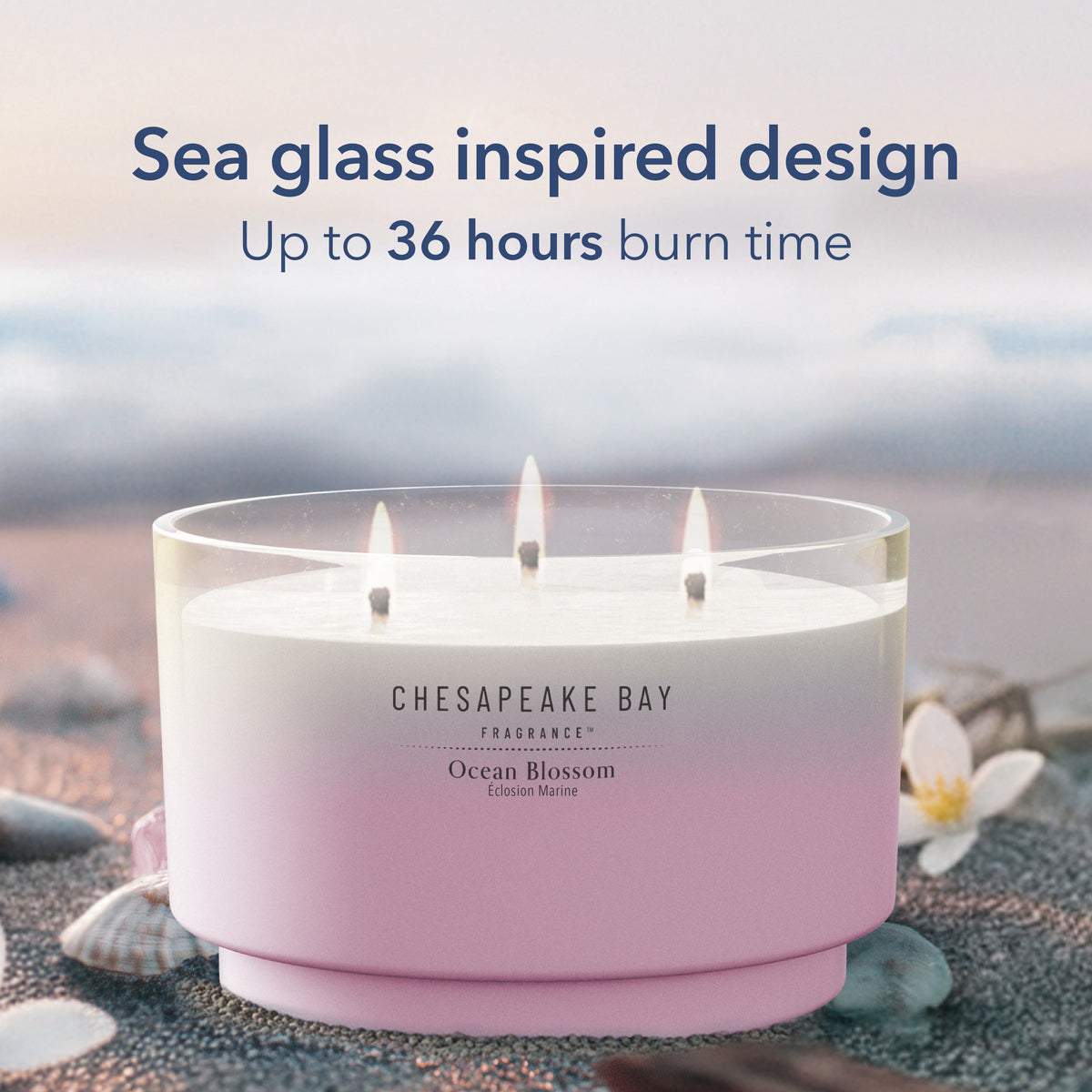 Ocean Blossom Chesapeake Bay 3 Wick Smooth Glass Tumbler