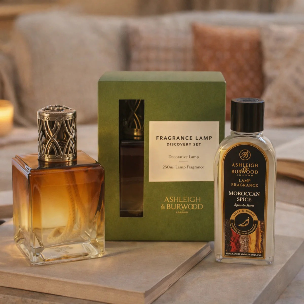 Amber Obsidian Fragrance Lamp Set inc. Moroccan Spice