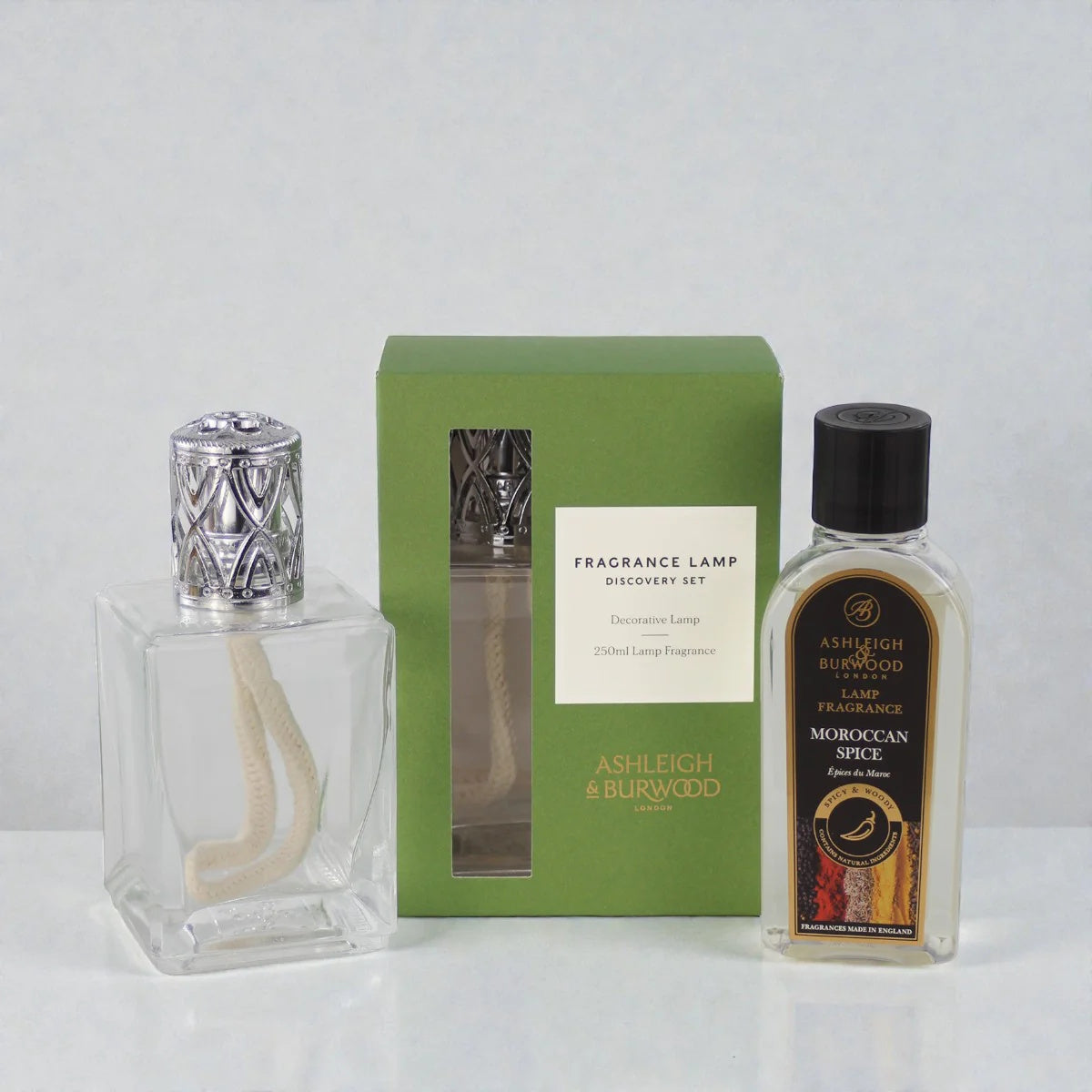 Clear Obsidian Fragrance Lamp Set inc. Moroccan Spice