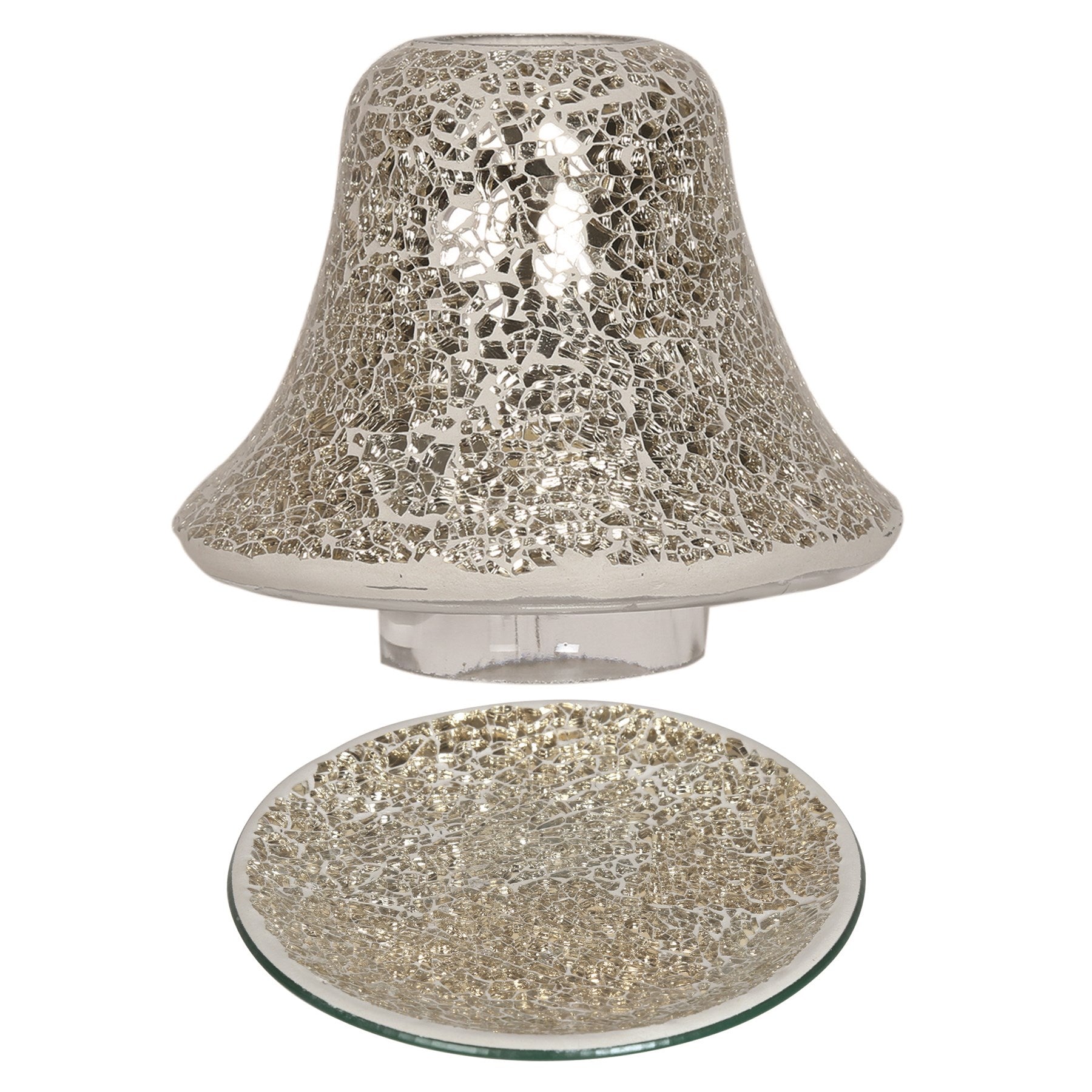 Crackle Glass Shade & Tray -  Gold