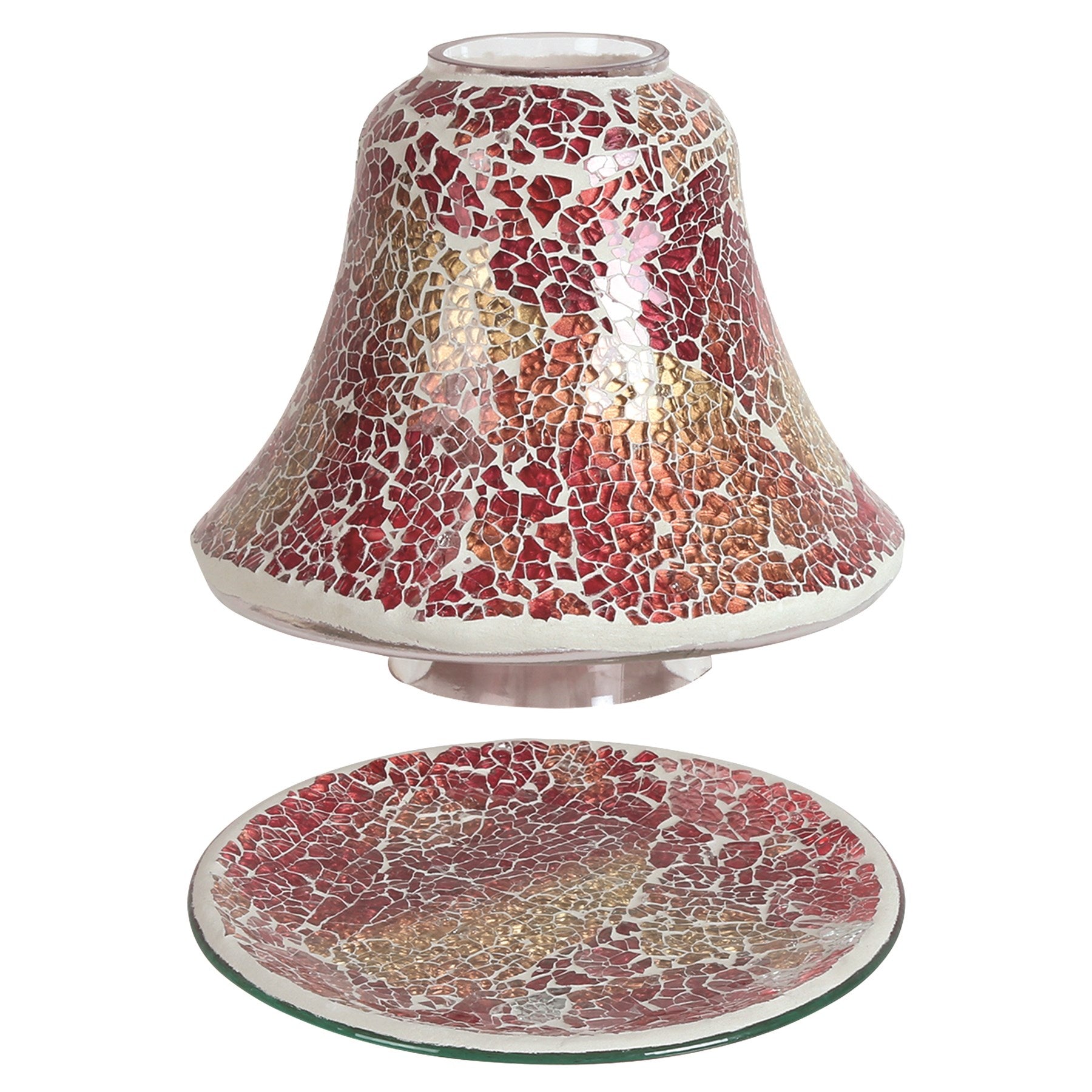 Crackle Glass Shade & Tray - Red & Gold - SUMMER SALE