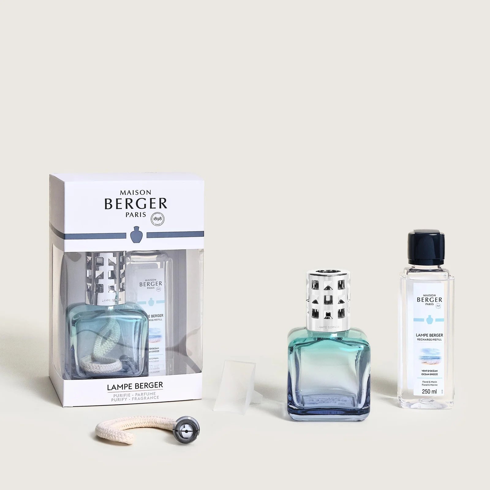 Turquoise/Blue Glaçon Lamp Berger Gift Pack with Ocean Breeze