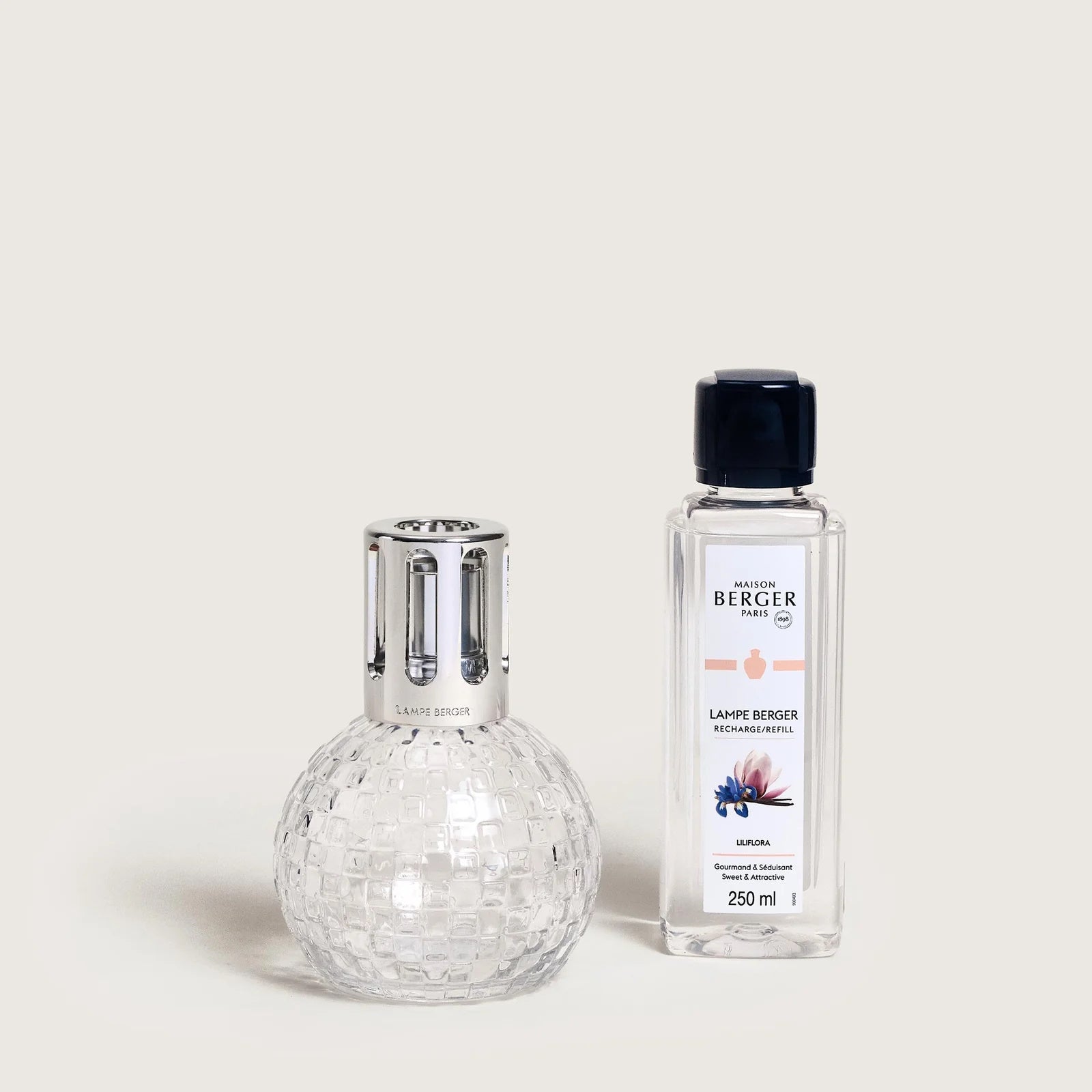 Transparent (Clear) Disco Lamp Berger Set with Liliflora Fragrance