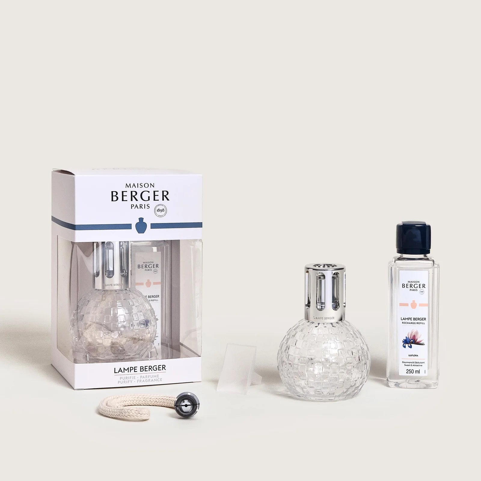 Transparent (Clear) Disco Lamp Berger Set with Liliflora Fragrance