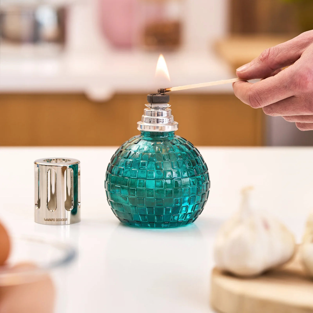 Green Disco Lamp Berger Set with Cozy Musk Fragrance