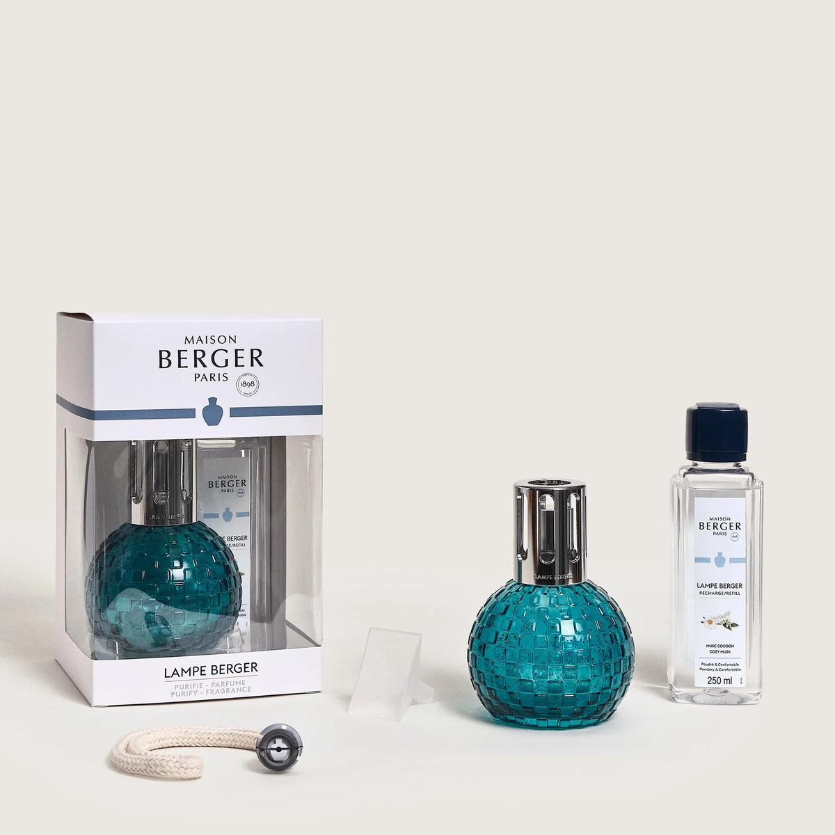 Green Disco Lamp Berger Set with Cozy Musk Fragrance