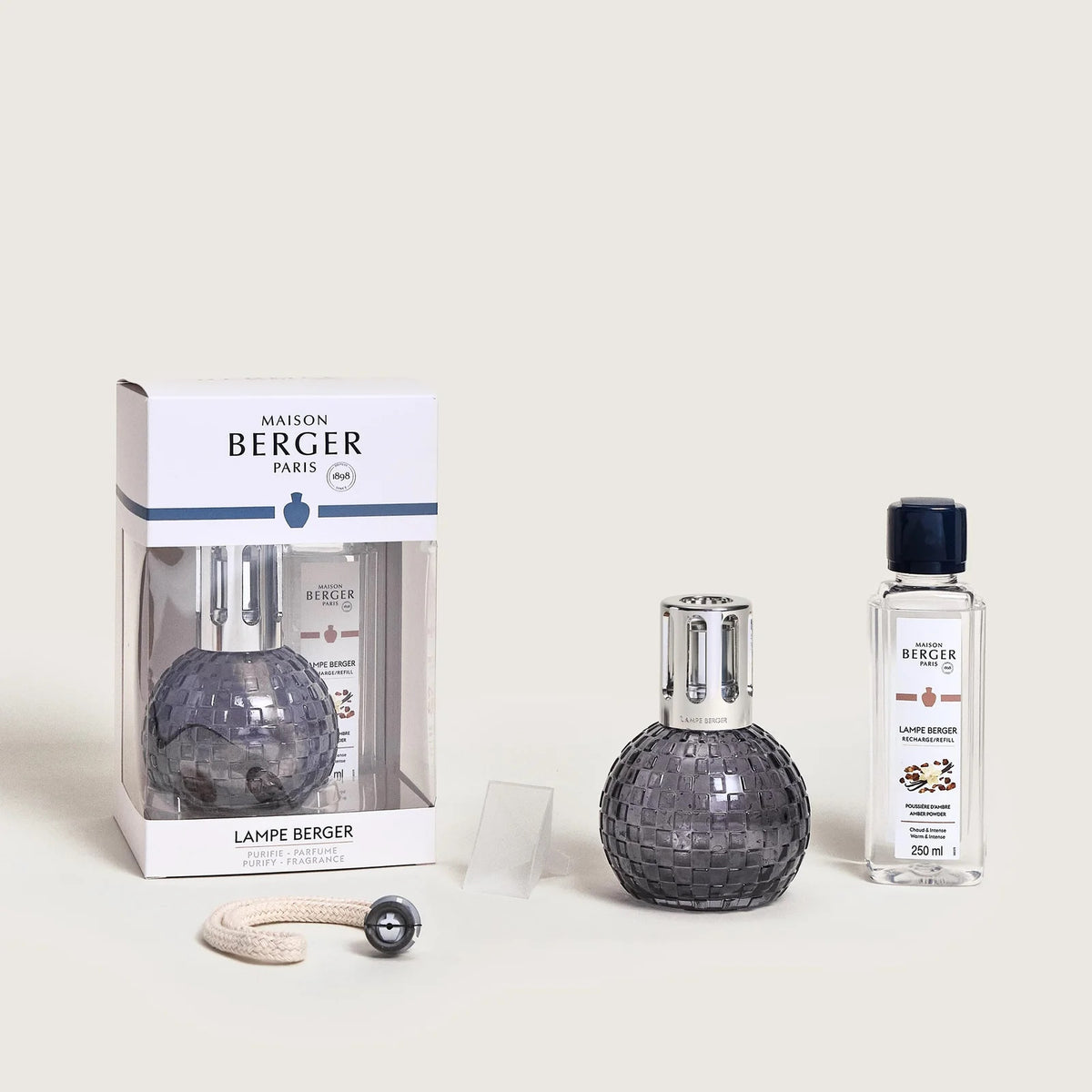 Grey Disco Lamp Berger Set with Amber Powder Fragrance