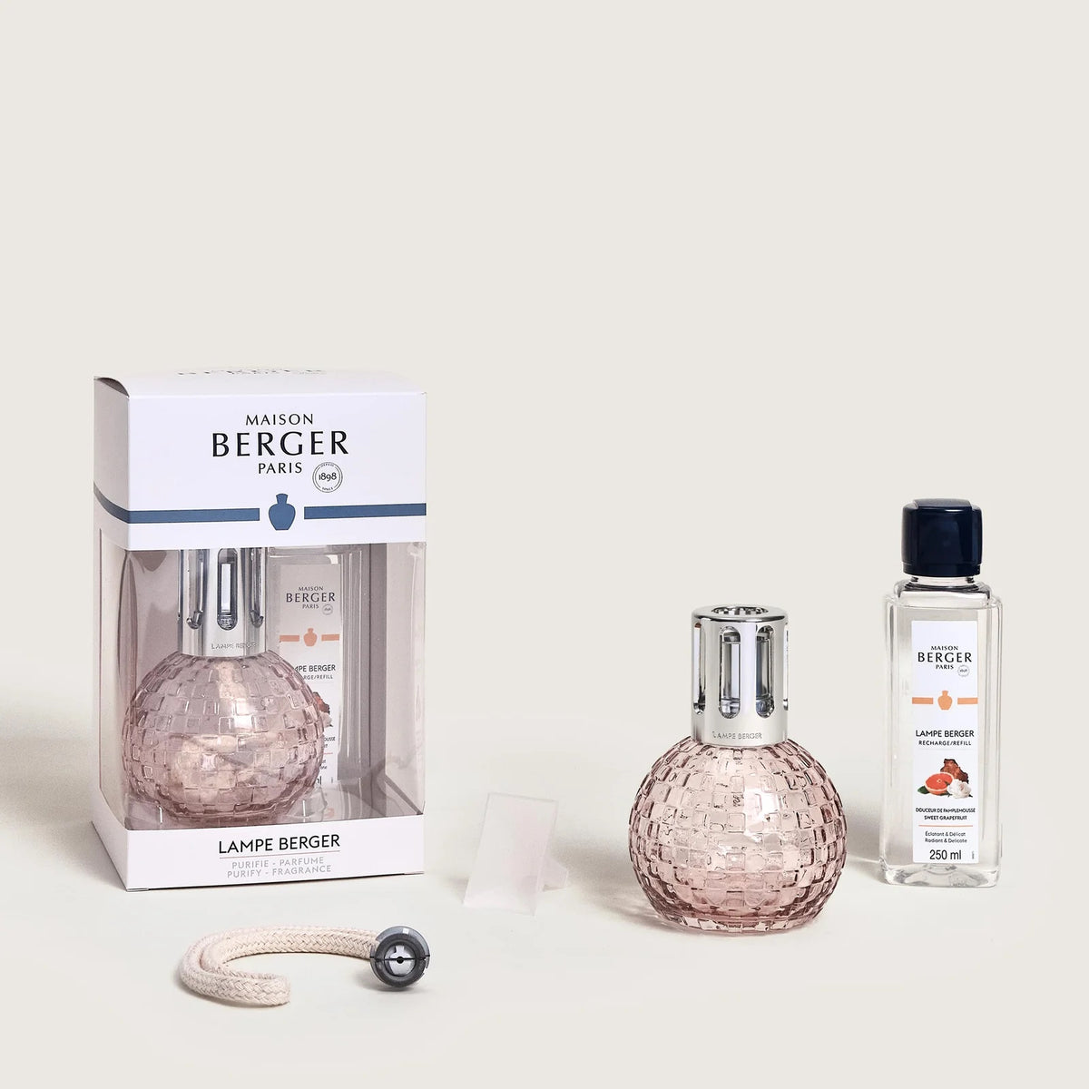 Rose Pink Disco Lamp Berger Set with Sweet Grapefruit Fragrance