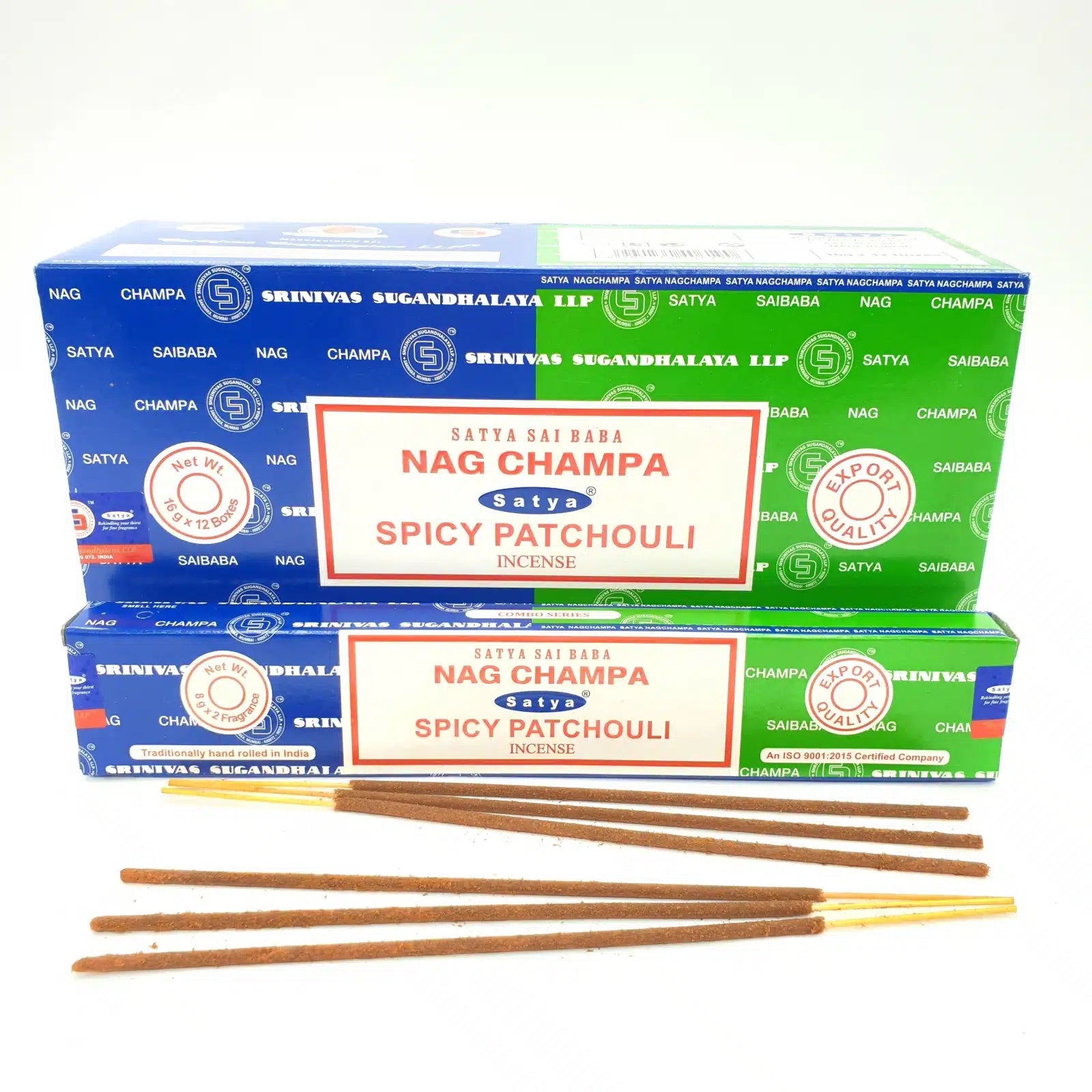 Satya Incense Sticks Duo Pack - Nag Champa & Spicy Patchouli