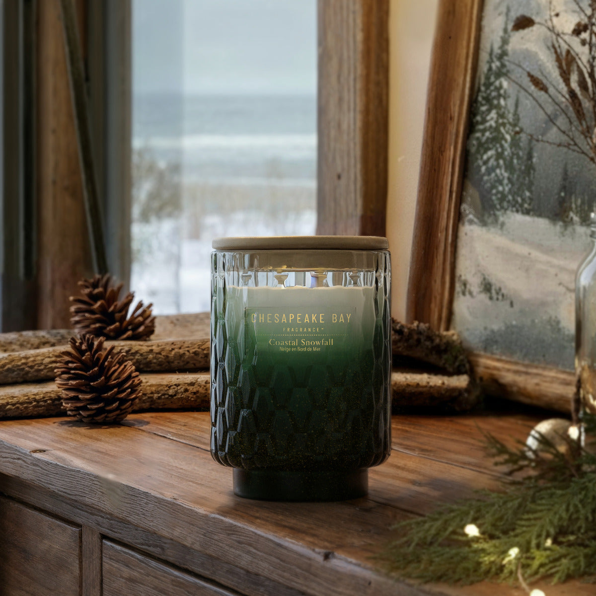 Coastal Snowfall Chesapeake Bay Medium Candle