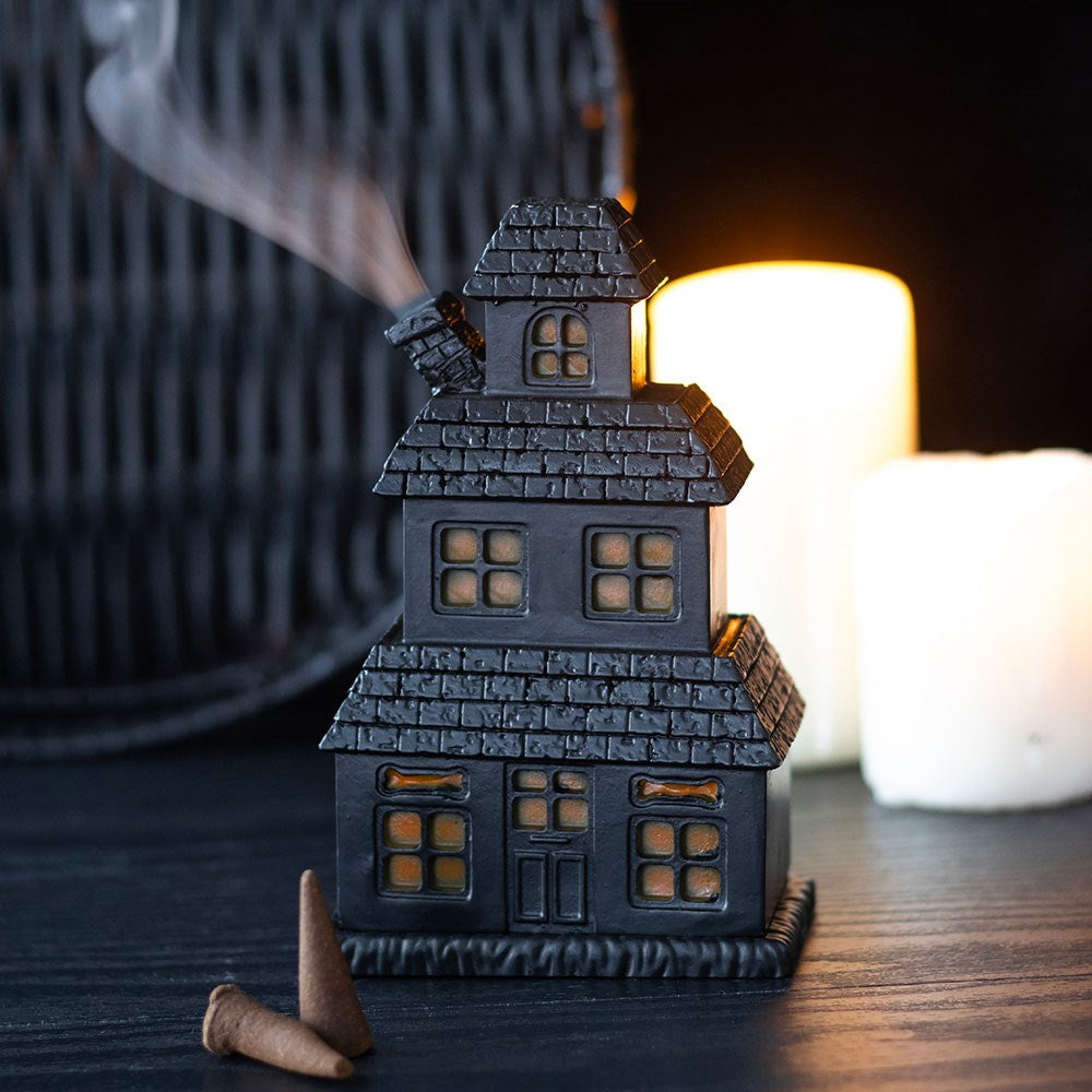 Black Haunted House Incense Cone Burner