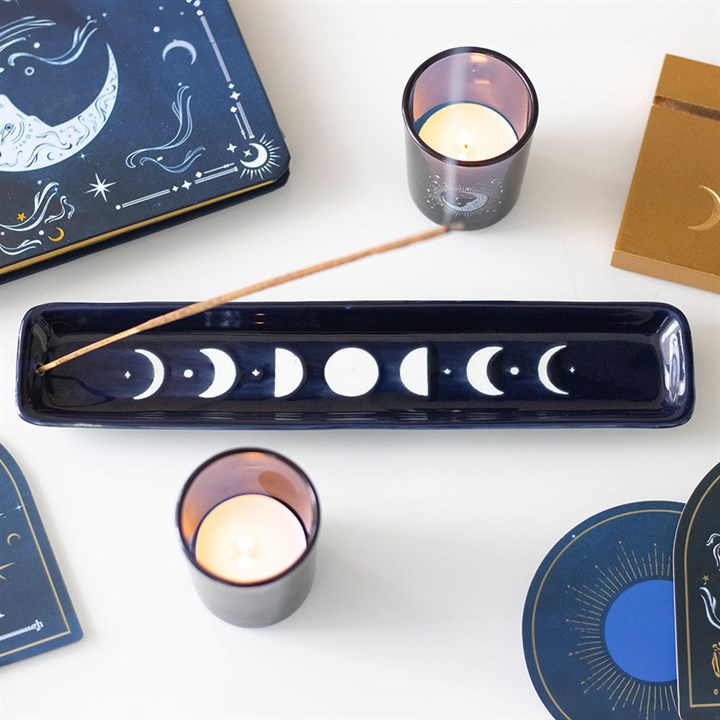 Blue Moon Phase Ceramic Incense Stick Holder