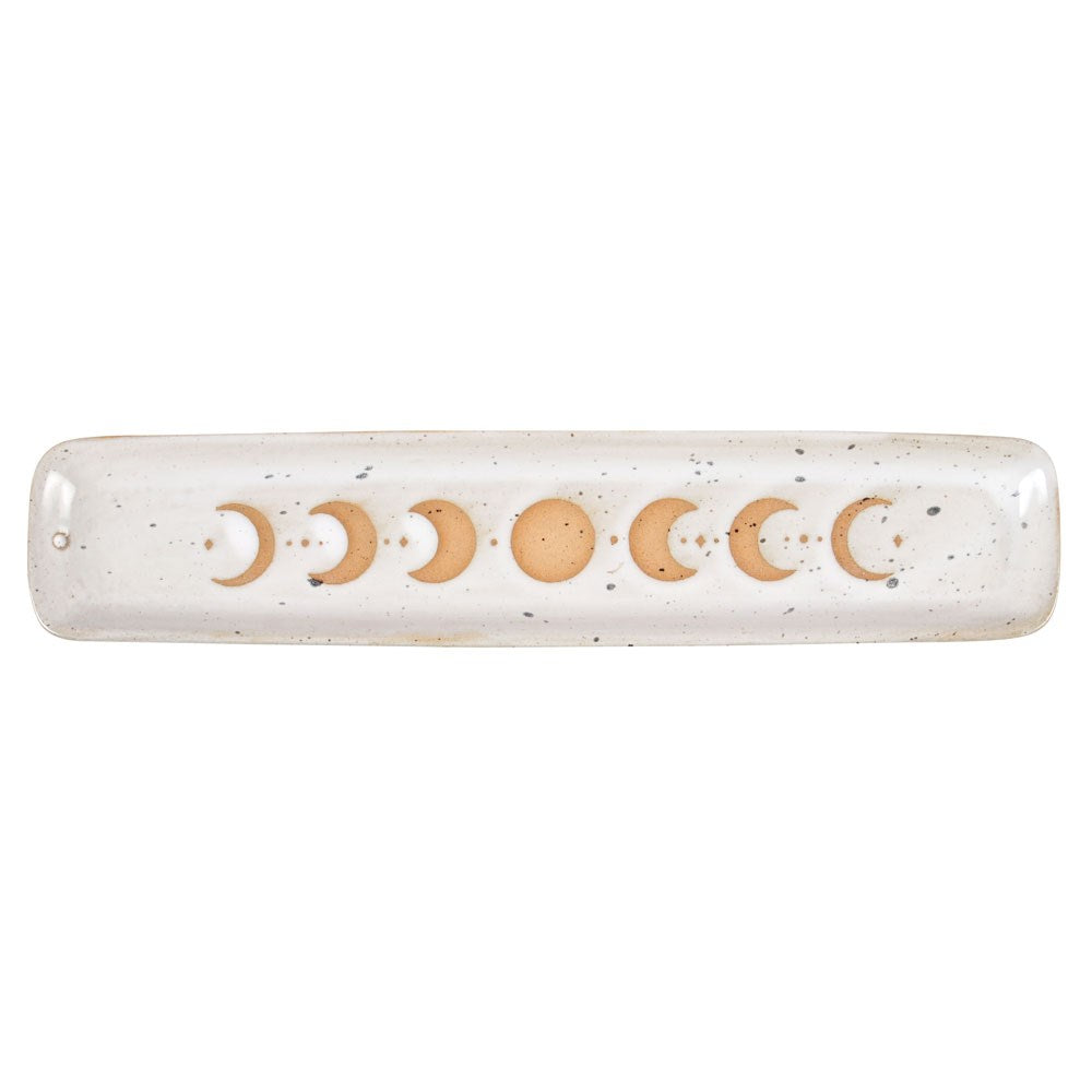White Moon Phase Ceramic Incense Stick Holder