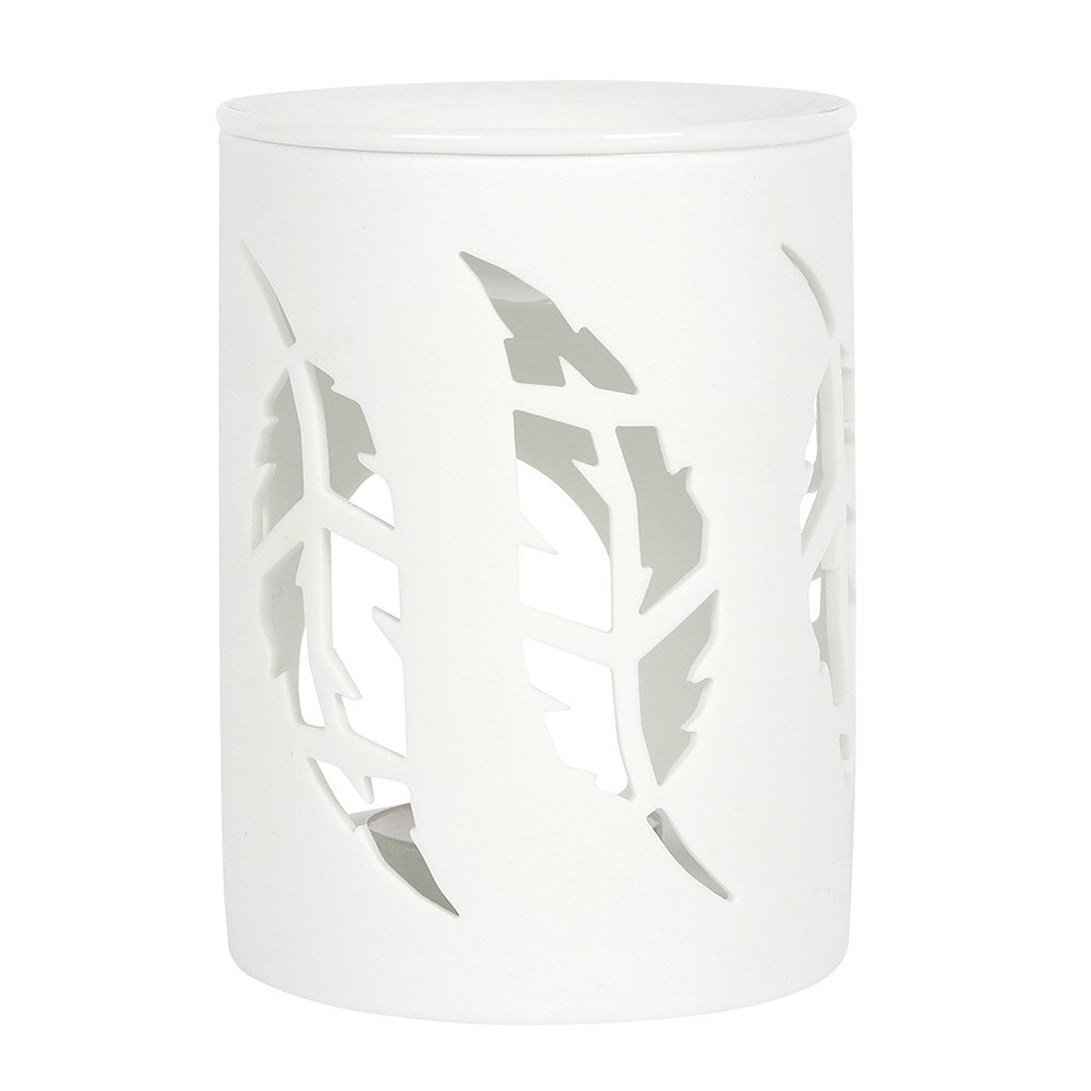 White Feather Cut Out Melt Warmer and Oil Burner