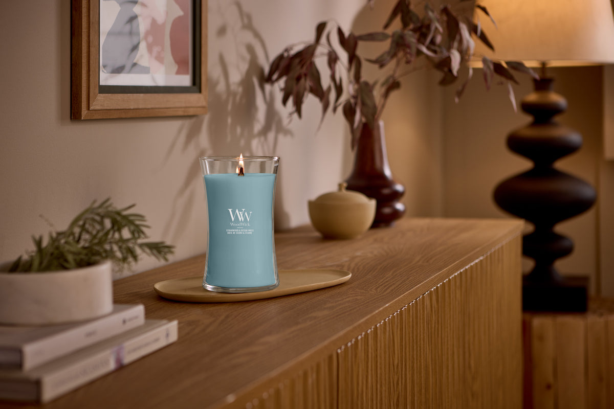 Cedarwood & Ocean Moss WoodWick Large Hourglass Candle