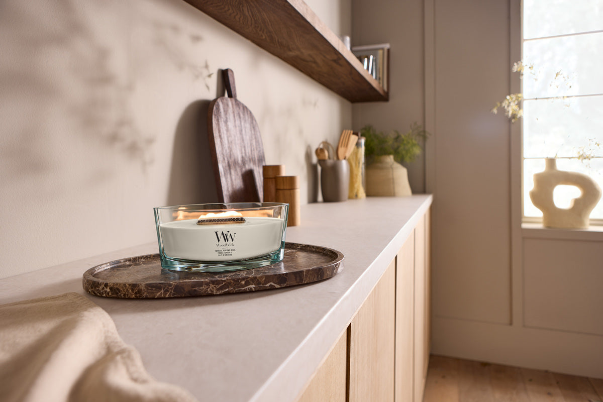 Tonka & Almond Milk WoodWick Ellipse Candle