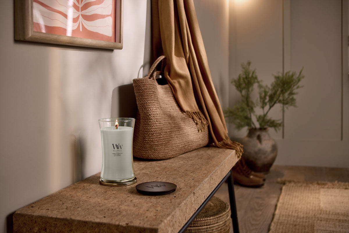 Tonka & Almond Milk WoodWick Medium Hourglass Candle