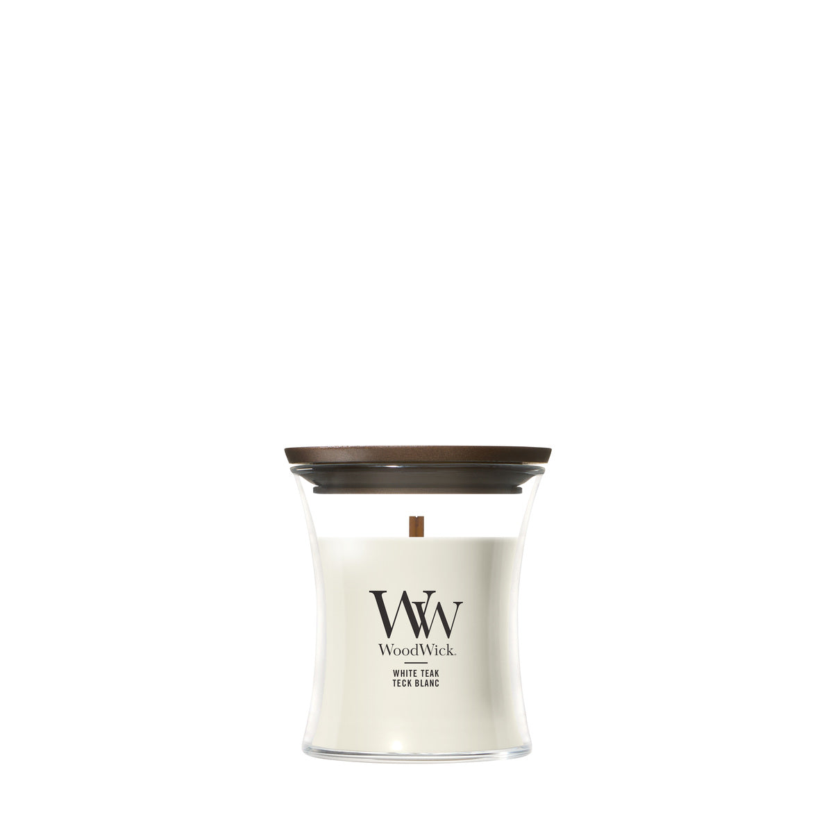 White Teak WoodWick Mini Hourglass Candle