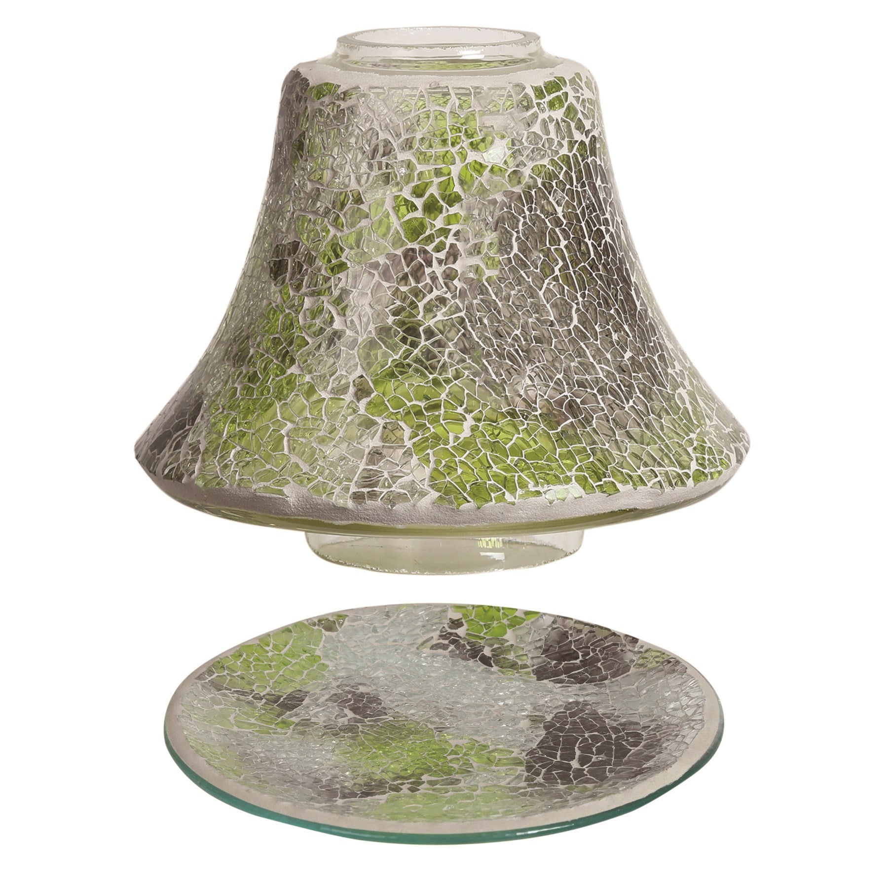 Crackle Glass Shade & Tray - Jade Green