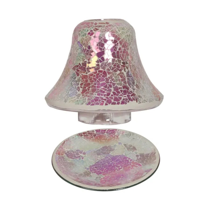 Crackle Glass Shade & Tray - Pink - SUMMER SALE