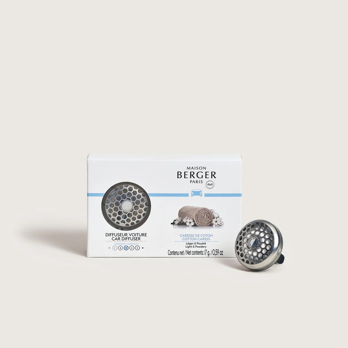 Maison Berger Car Diffuser Kit inc. Cotton Caress Fragrance