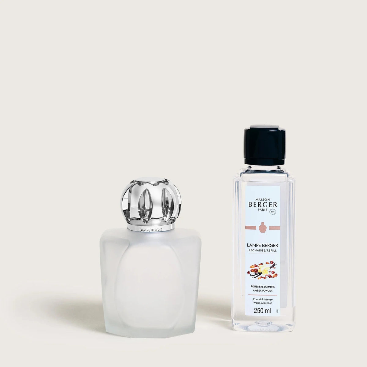 Clear Frosted Magical Lamp Berger Set with Amber Powder Fragrance
