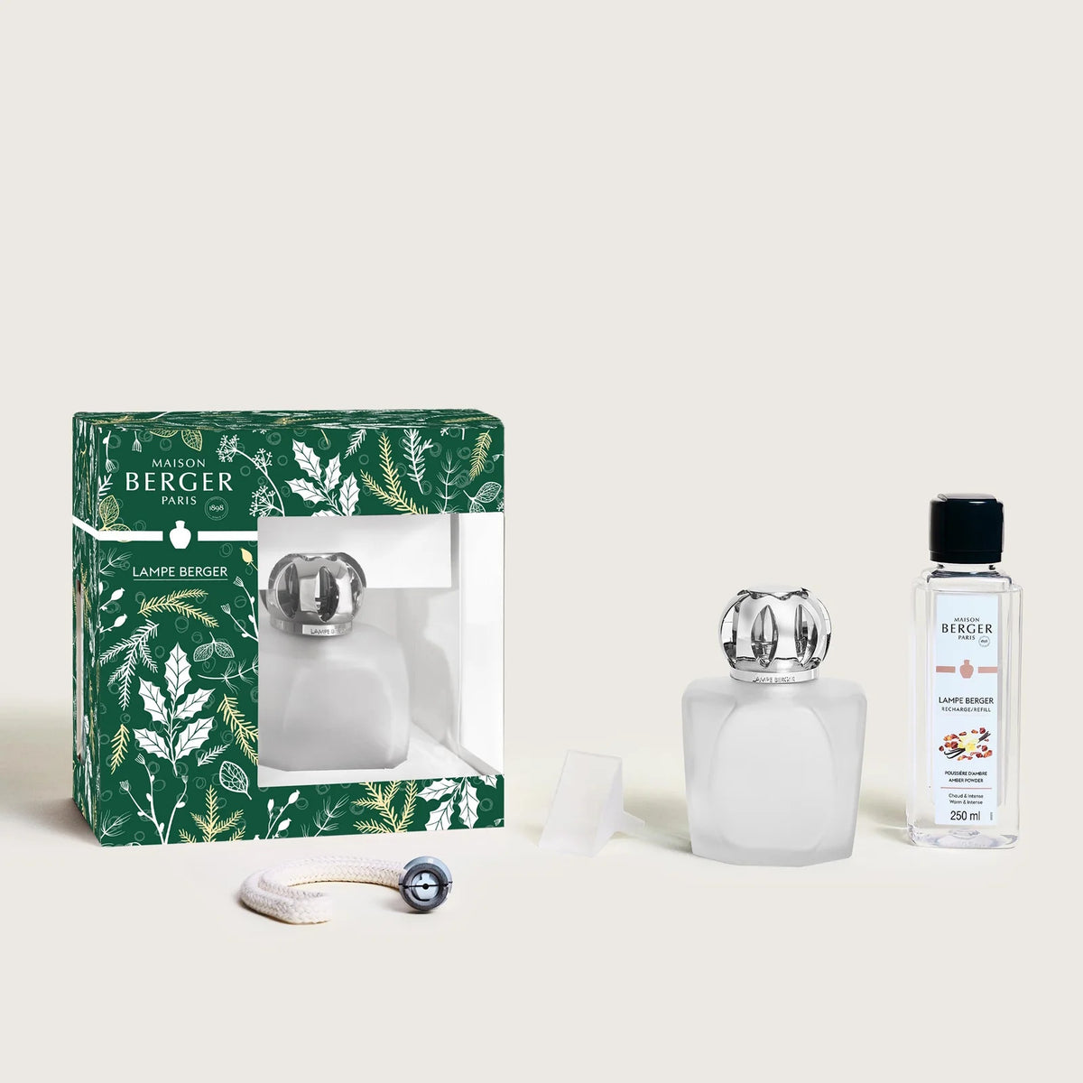 Clear Frosted Magical Lamp Berger Set with Amber Powder Fragrance