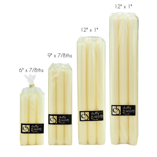 Duffy & Scott Dinner Candle Pk 6 - Ivory 15 Inch