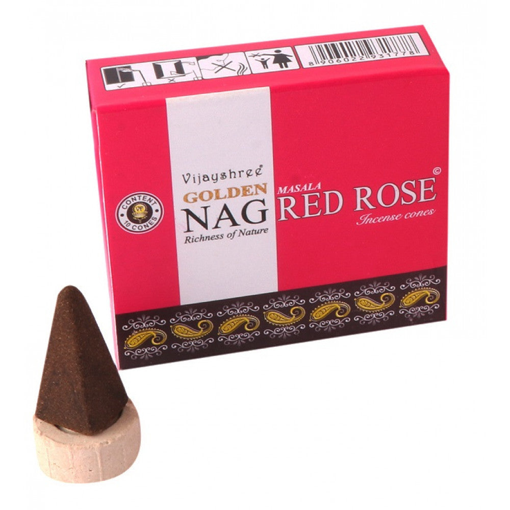 Red Rose Golden Nag Incense Cones