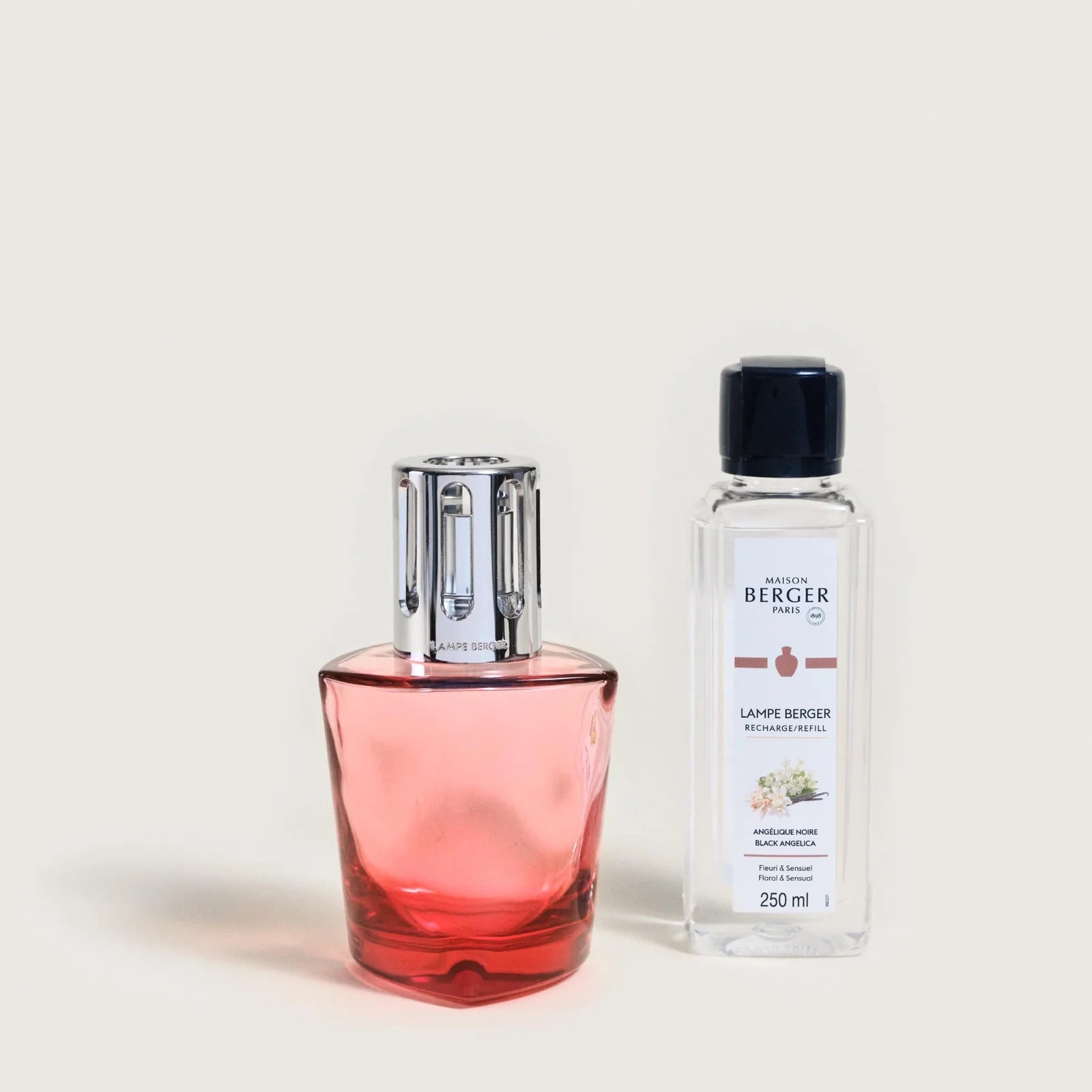 Red Terra Lamp Berger Set with Black Angelica Fragrance