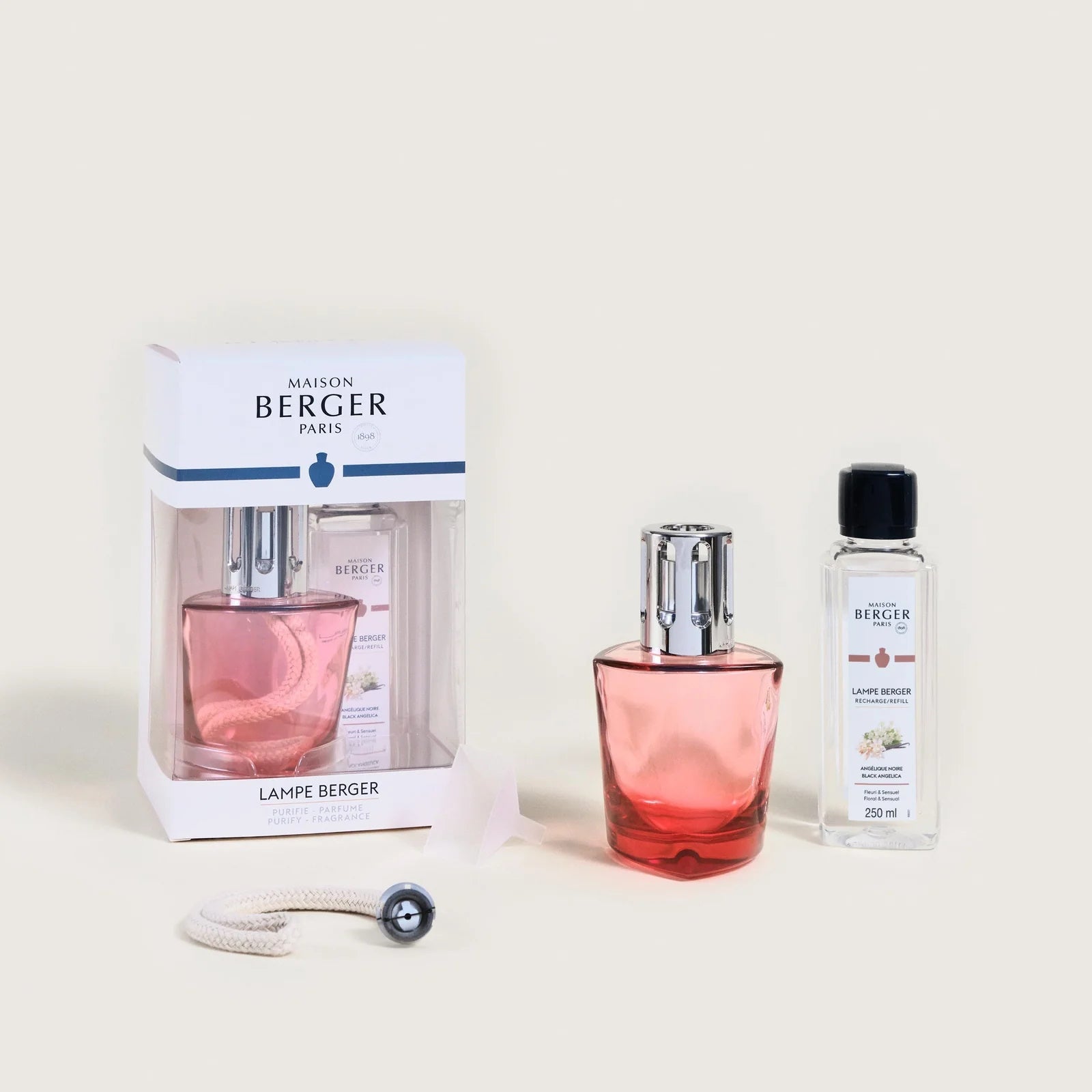 Red Terra Lamp Berger Set with Black Angelica Fragrance