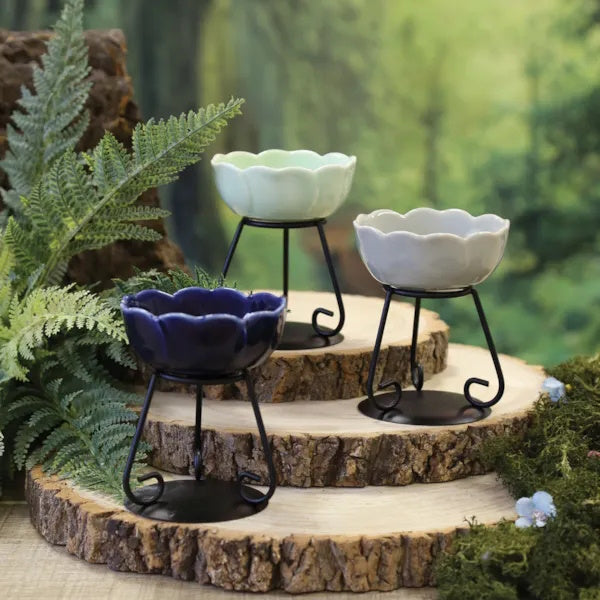 Ceramic Flower Wax Melt Warmer - Navy - SUMMER SALE