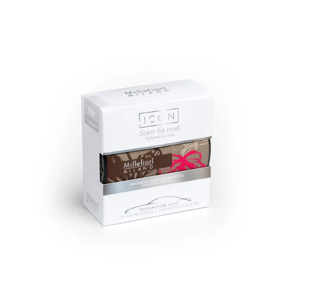 Millefiori Foral Textile Car Air Freshener - Grey & Pink inc. Magnolia Blossom & Wood
