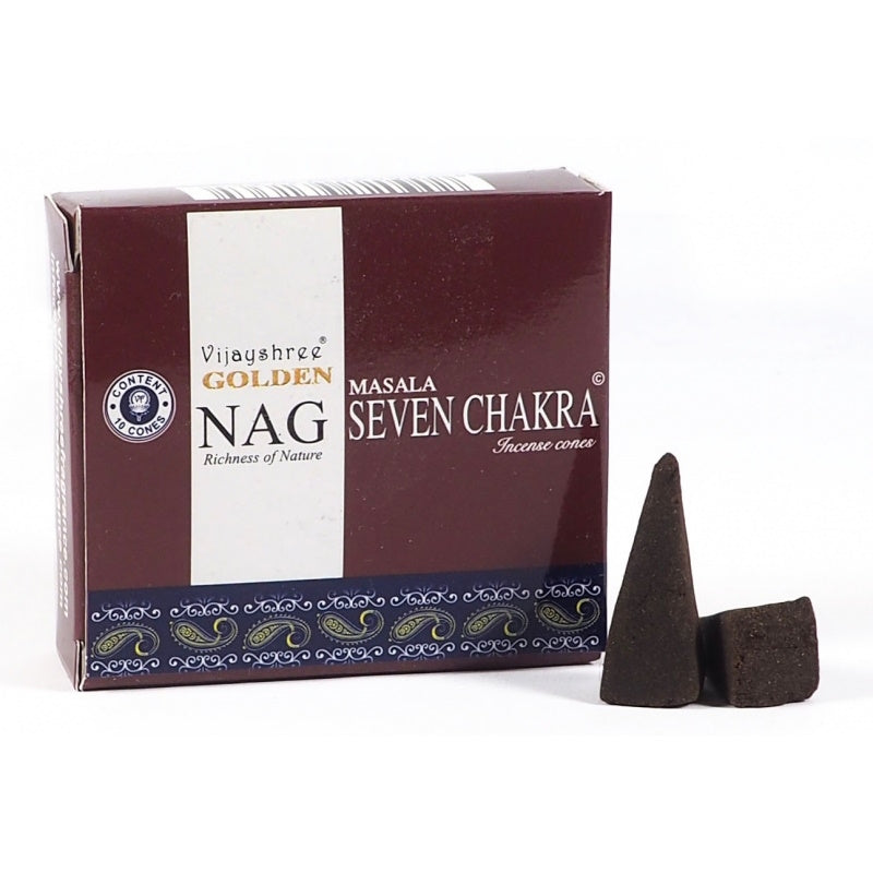 Seven Chakra Golden Nag Incense Cones